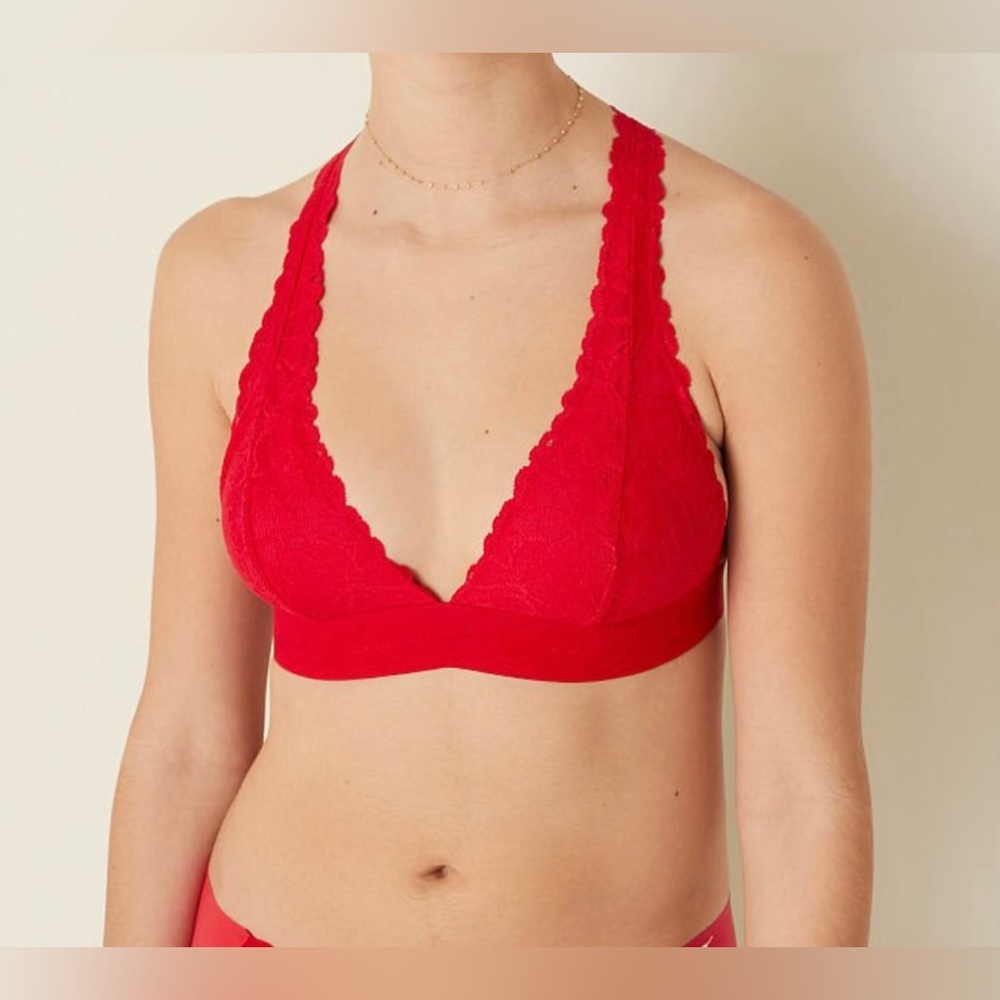 PINK - Lace Halter Bralette - Picture 9 of 10